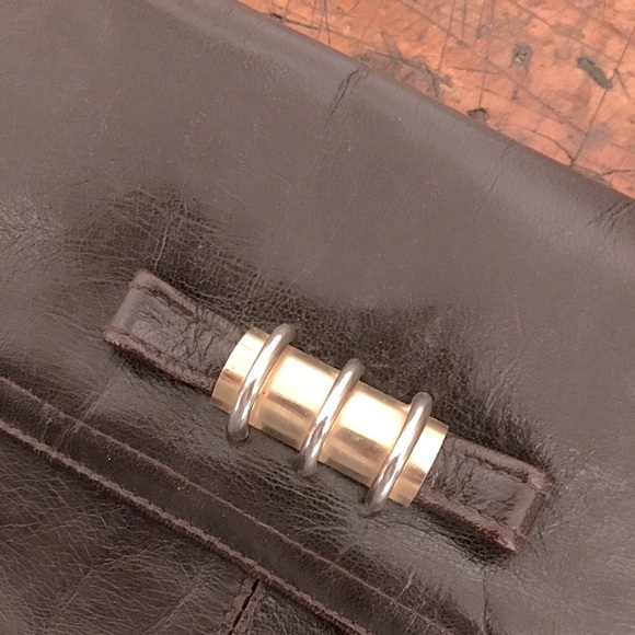 Vintage 1970’s / brown leather envelope clutch - Picture 6 of 8